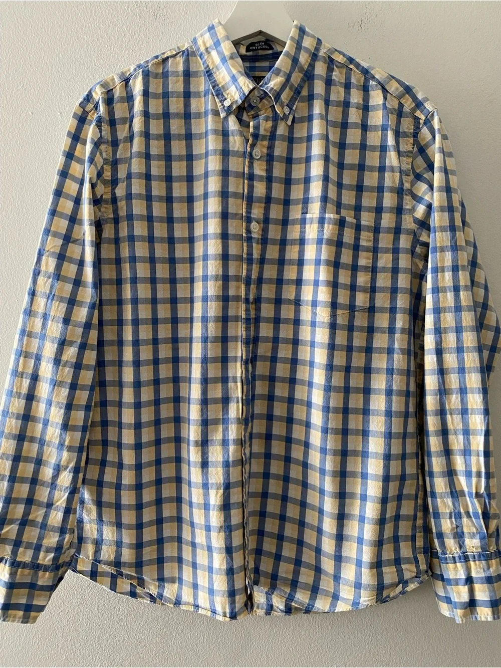 J. Crew Blue and Cream Check Button-Down Shirt
